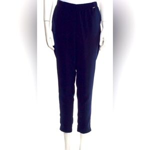 St. John Blue Ankle Cropped Dress Pants with Straight Leg Design